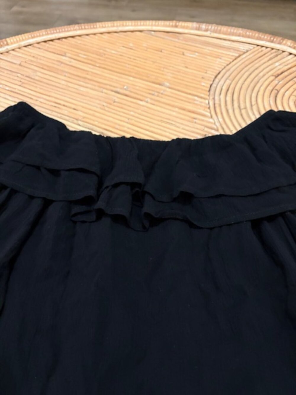 Black Ruffle Off the Shoulder Top - Picture 3 of 5
